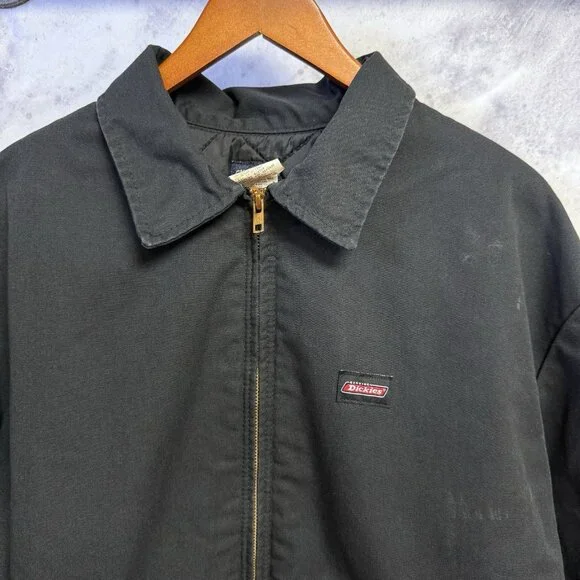 Dickies Jacket Mens L Black Zip Lined Mechanic Shop Workwear Skate - Picture 3 of 11
